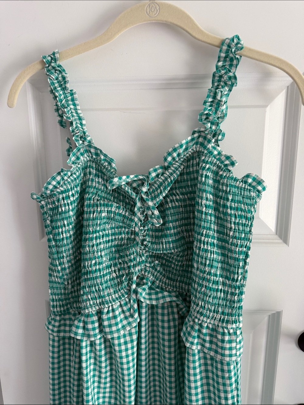 Green Gingham Ruffle Maxi Dress large - Picture 2 of 7